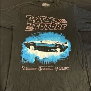 Back to the Future Graphic Tee - Black with Blue Print